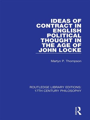 cover image of Ideas of Contract in English Political Thought in the Age of John Locke
